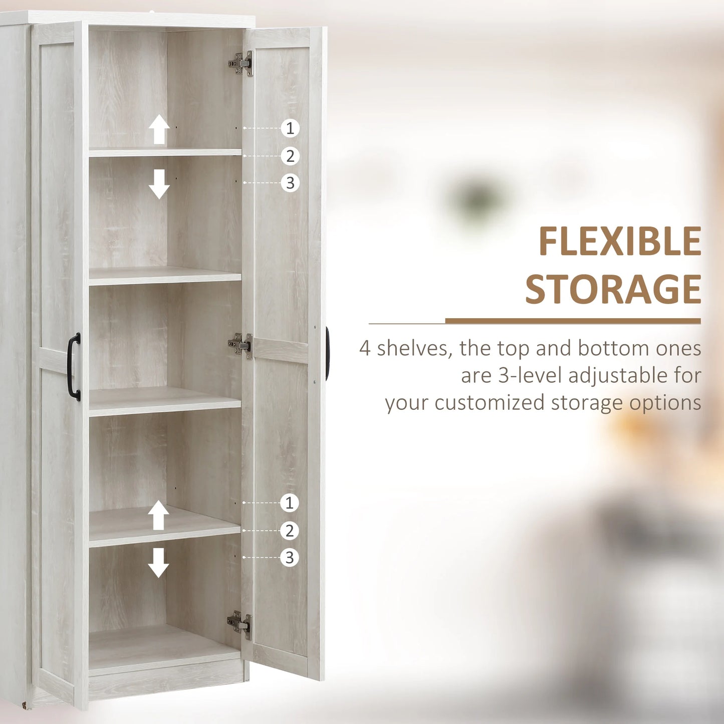 HOMCOM Rustic Kitchen Freestanding Cabinet Pantry Storage
