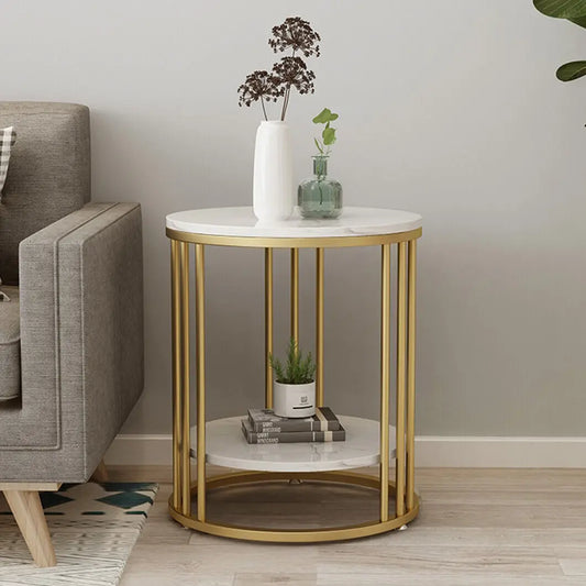 Wisfor 2 Tier Marble Round Side Table Jewelry Storage