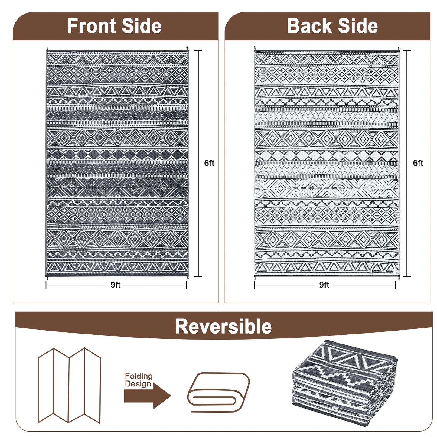 StudysetHign-concerned Outdoor Reversible Waterproof Rug