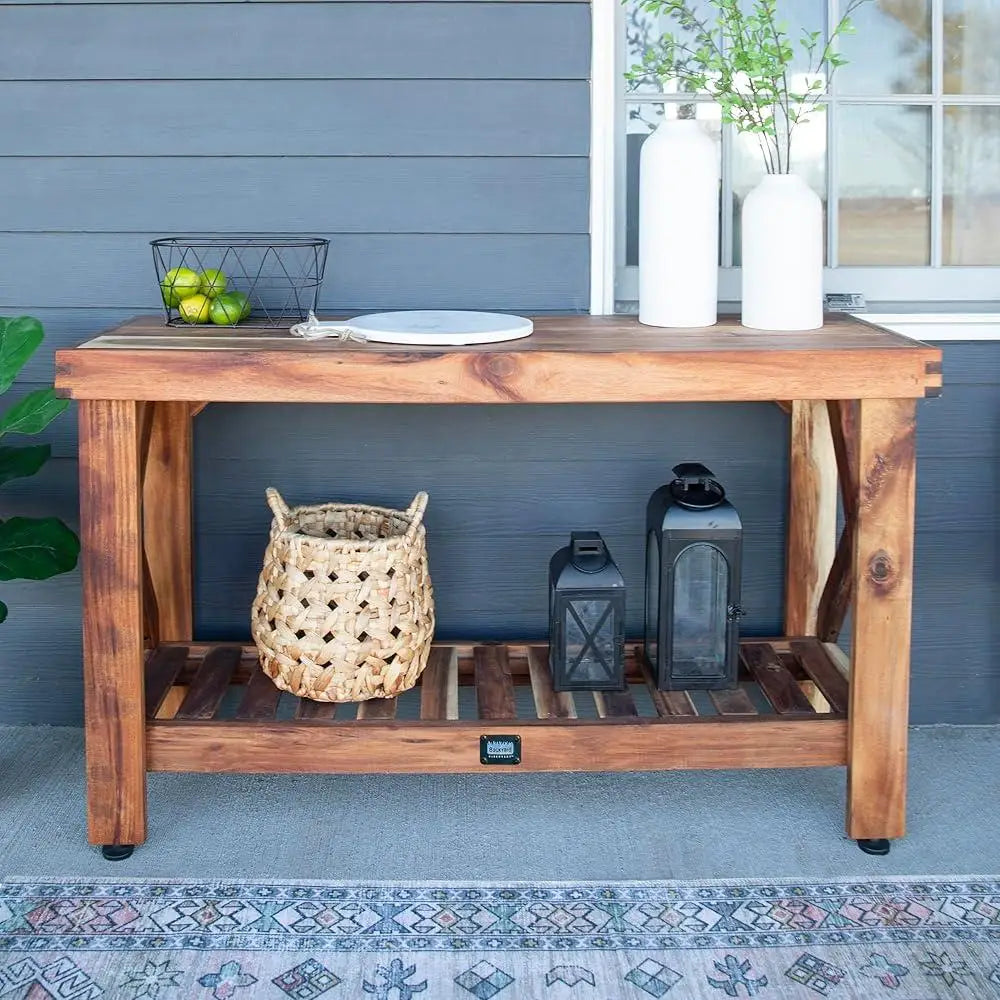 XMSJ Acacia Wood Console Table Farmhouse Entryway Patio