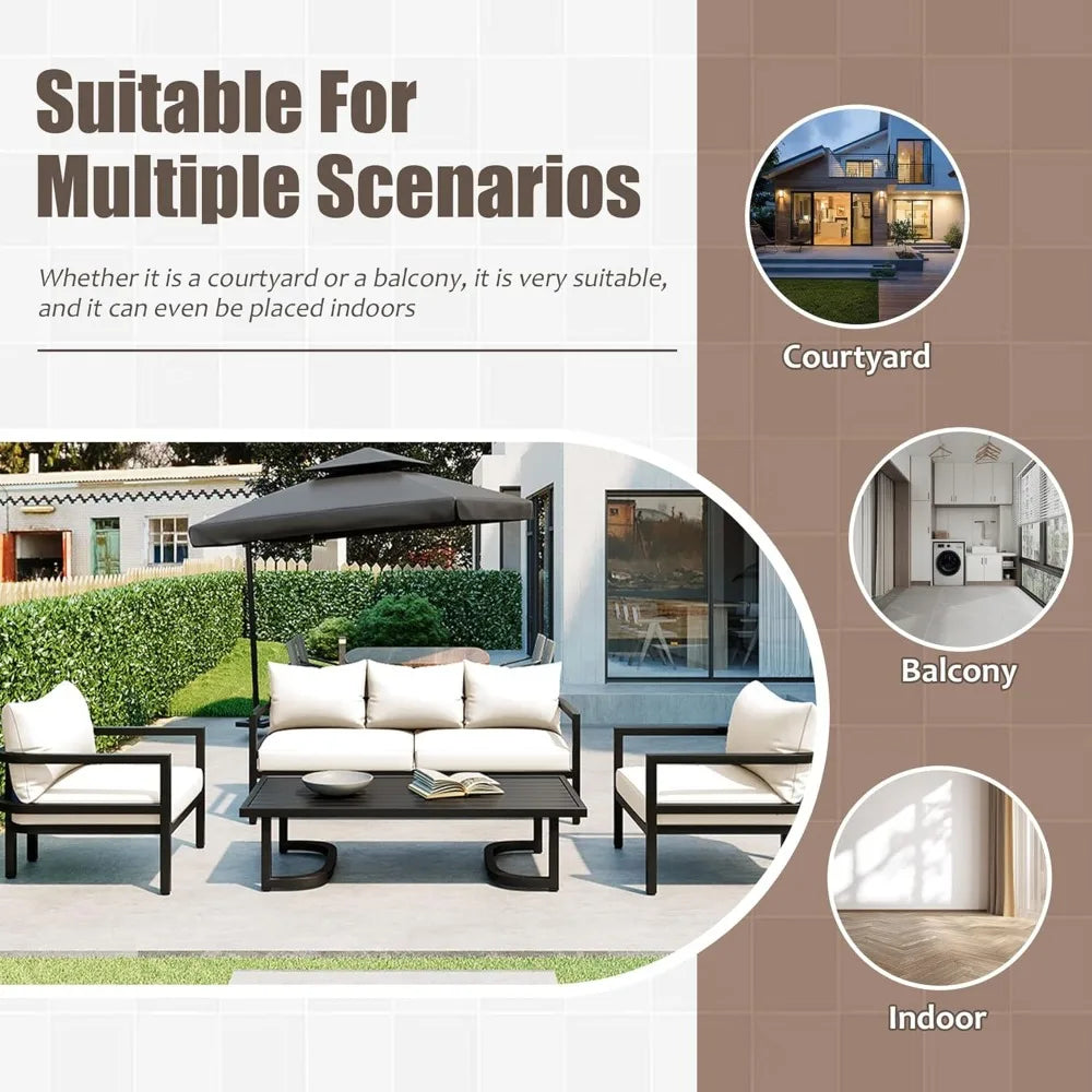 MKDK 4 Piece Patio Furniture Set High Back Outdoor Sofa