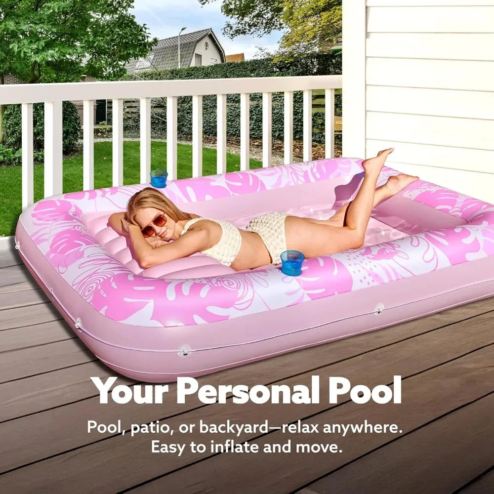 HOME.Inflatable Tanning Pool Lounger Float, 85" x 57" Extra Large Pool Floats Adult with Pillow