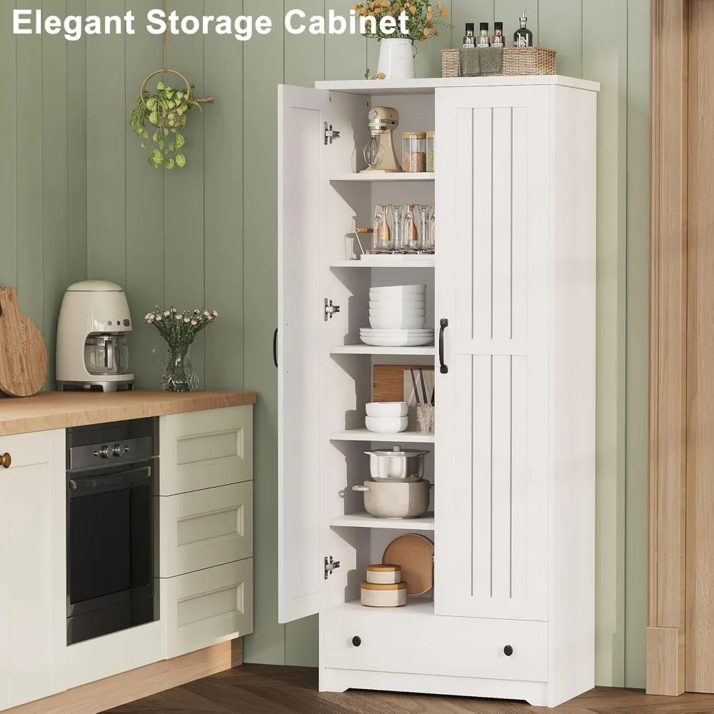 Wooden Storage Cabinet With Adjustable Shelves And Doors