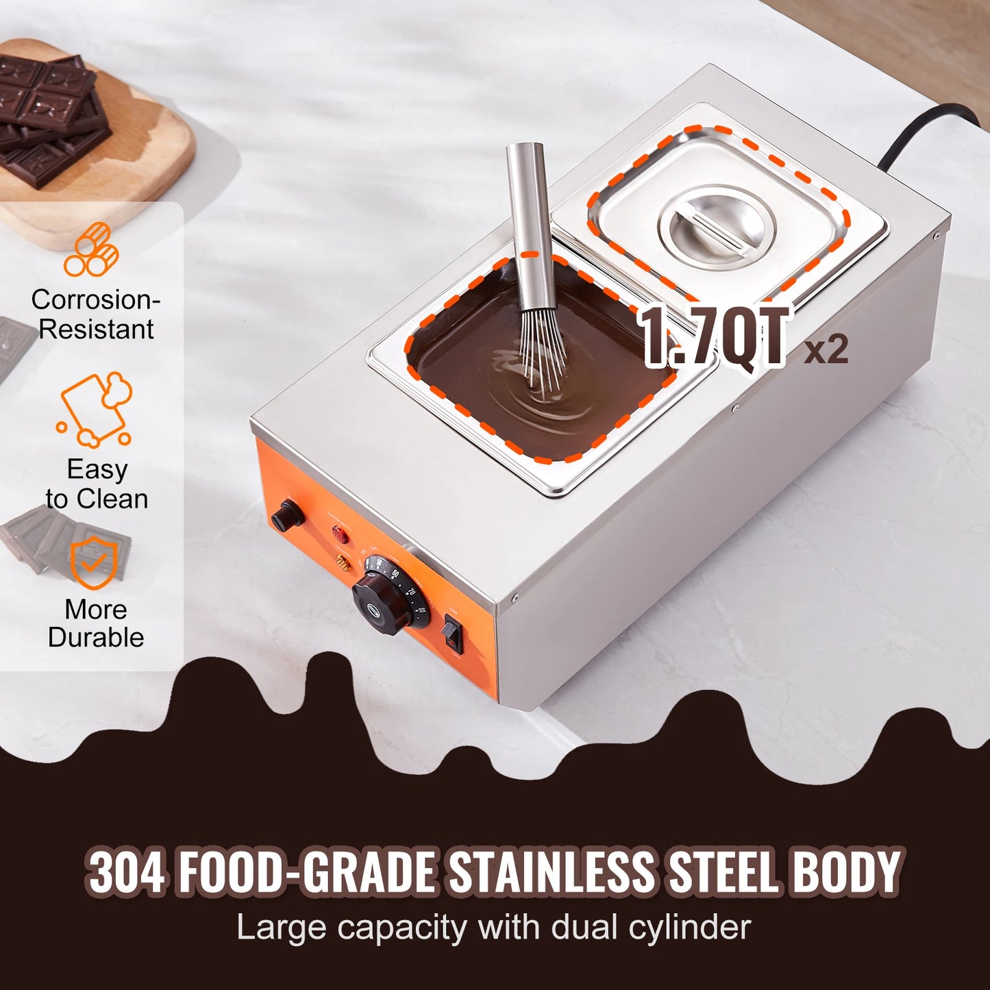 SucceBuy Double Tank Electric Chocolate Tempering Machine