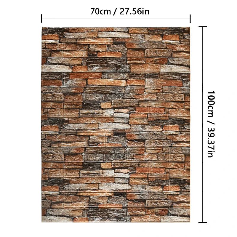 High-concerned 3D Brick Pattern Wall Panels Wallpaper Waterproof DIY