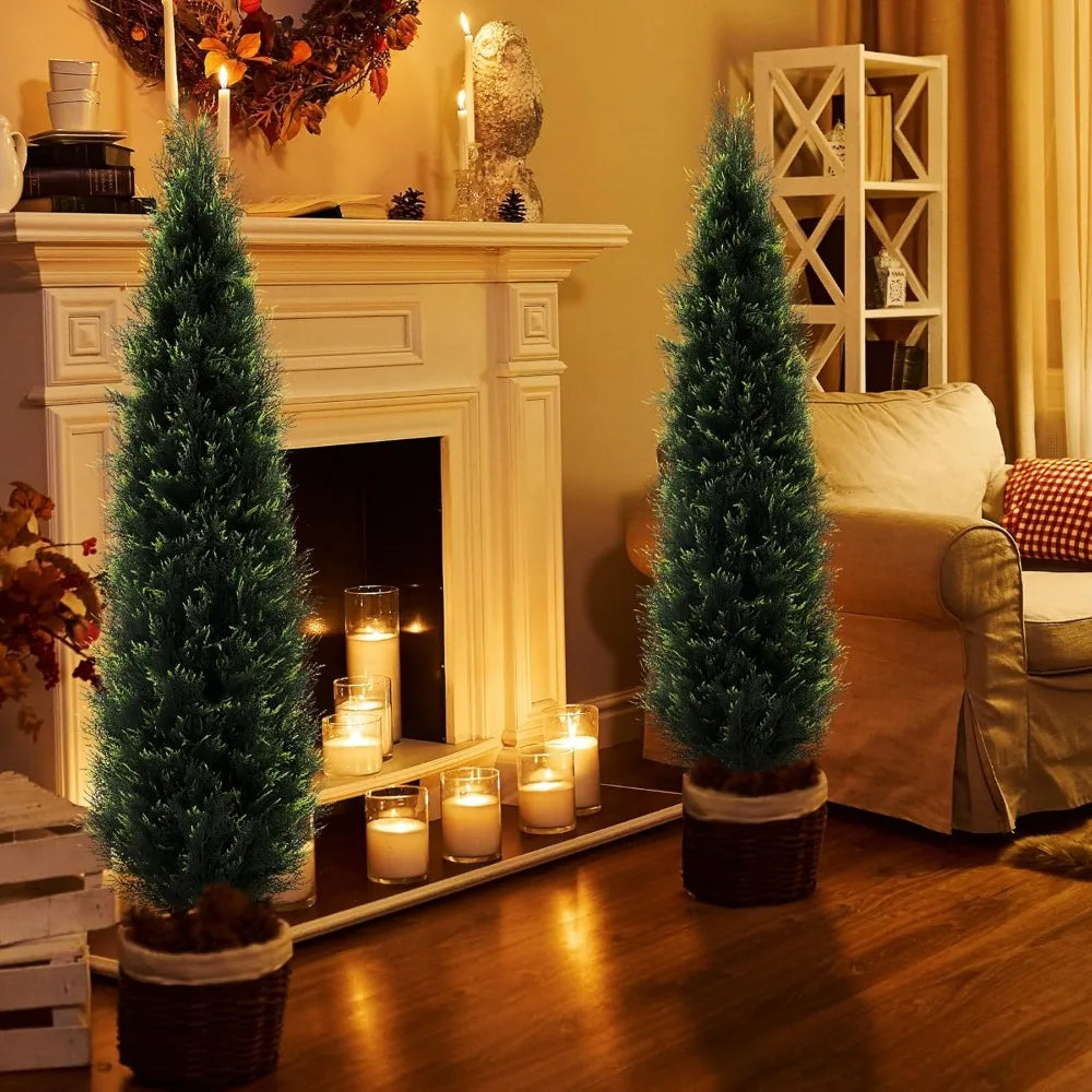 Eve 2 Pack Artificial Cedar Topiary Trees Outdoor Decor