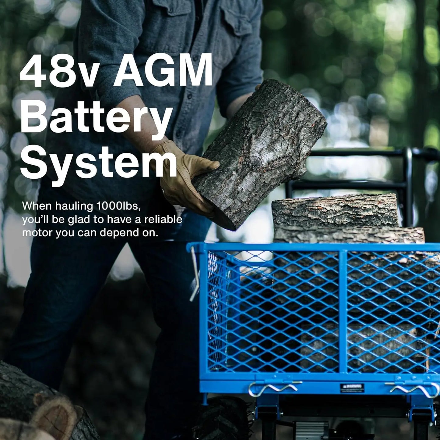 Landworks AGM Electric Utility Cart - 500W Lead-Acid Battery-Powered Power Wagon, 500 lbs Load Capacity & 1000 lbs Towing, Heavy