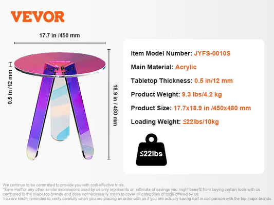 SucceBuy Round Acrylic Side Table With Modern Finish