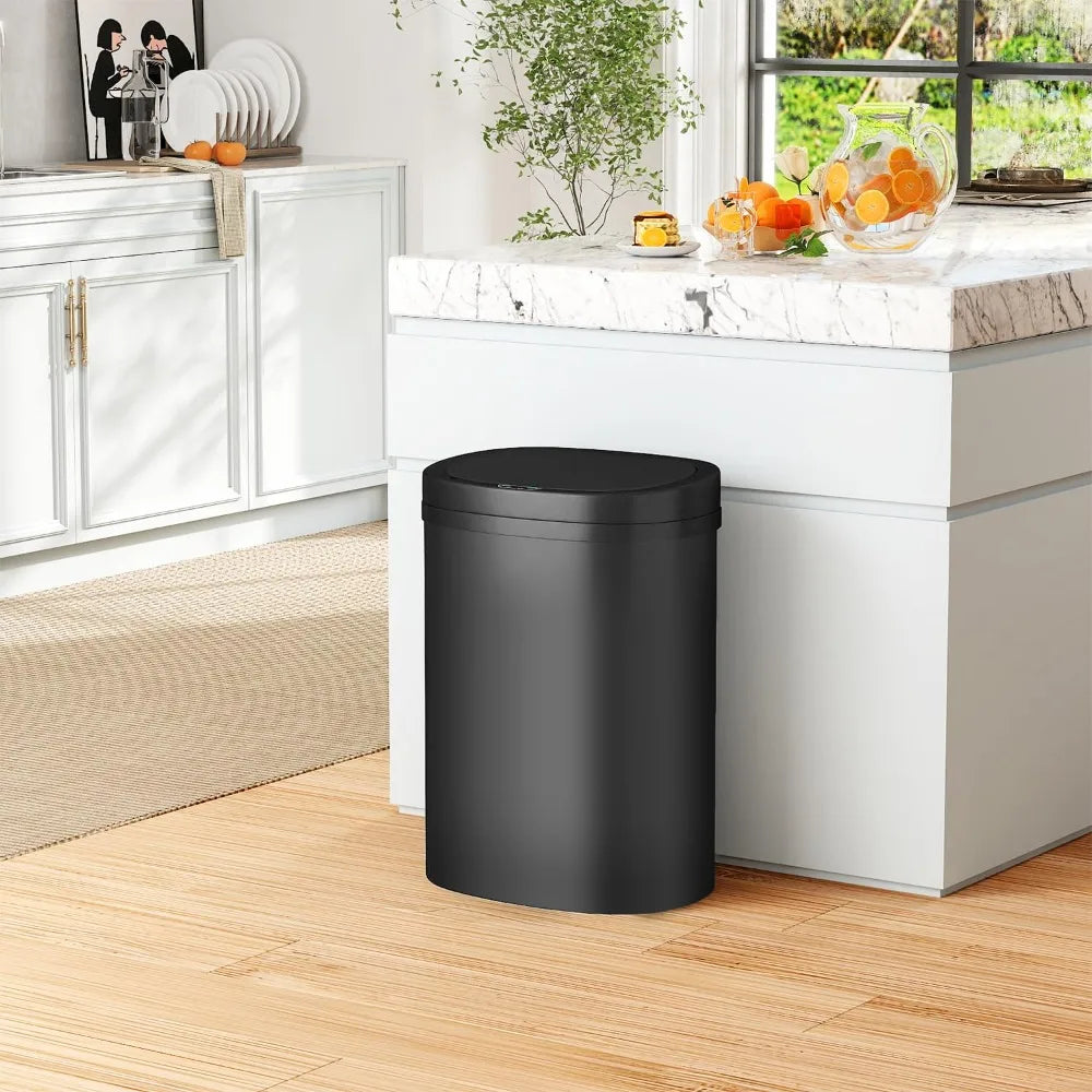 13 gallon kitchen trash can with lid automatic trash can, kitchen bedroom bathroom office waterproof trash can