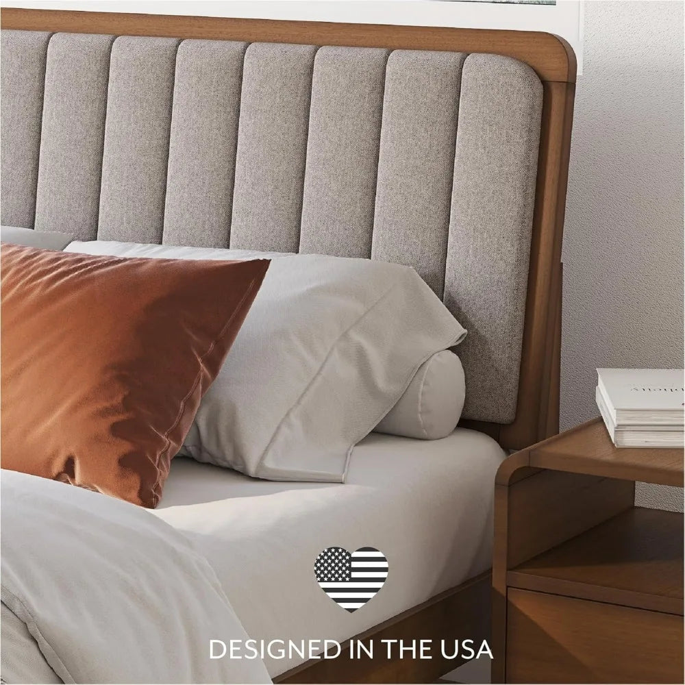 Yanying Raven Solid Wood Bed Frame Mid Century Modern