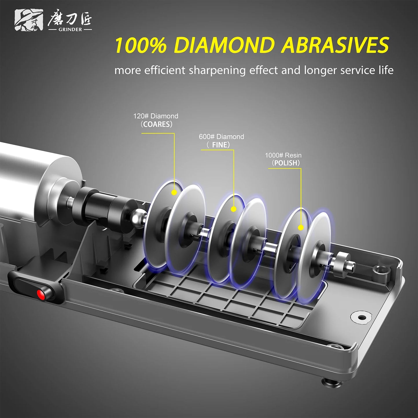 TAIDEACE Electric Knife Sharpener Three Speed Diamond Heads For All Knives