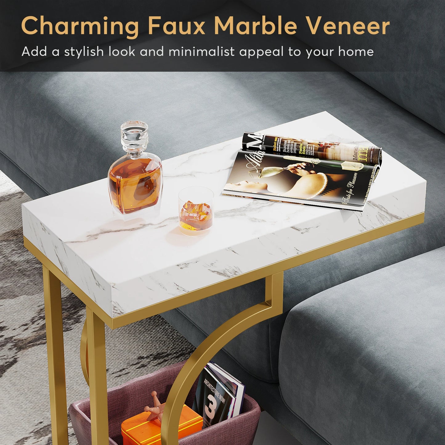 Tribesigns C Shaped End Table Modern Bedside Table Stand