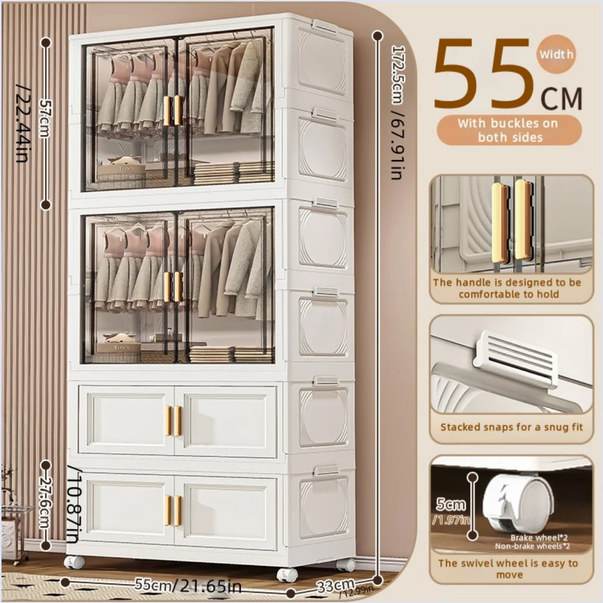 NONECN Foldable Plastic Storage Box For Bedroom Closet