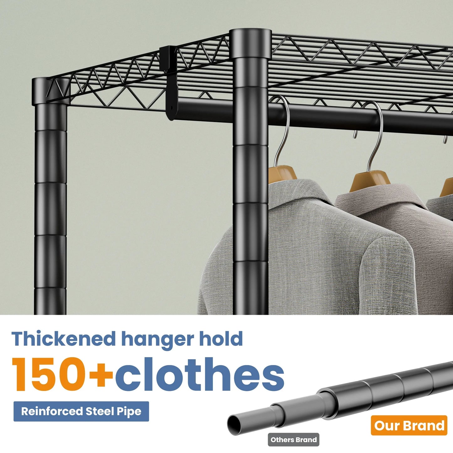Heavy Duty Metal Clothes Rack Storage Organizer Freestanding Wardrobe 960 Lb