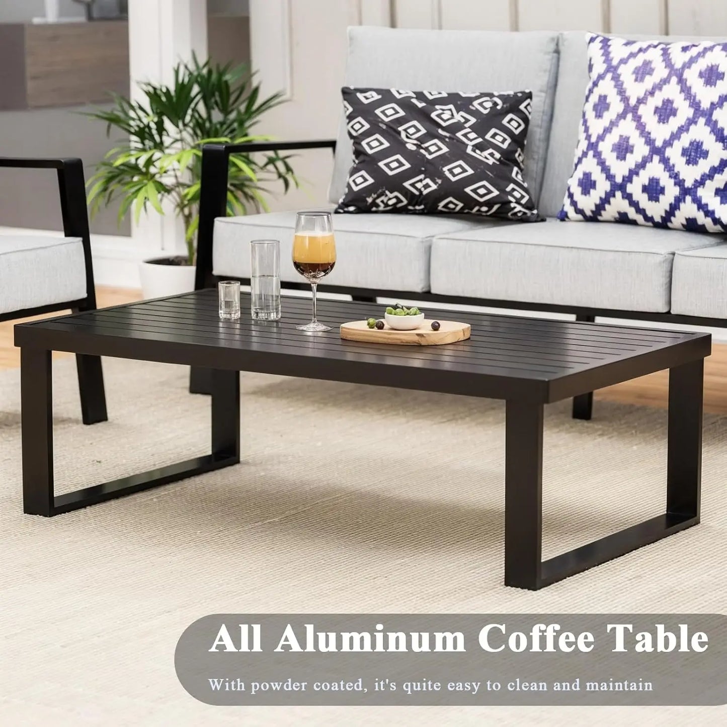 Aluminum Outdoor Patio Furniture 4 Piece Sectional Set Coffee Table