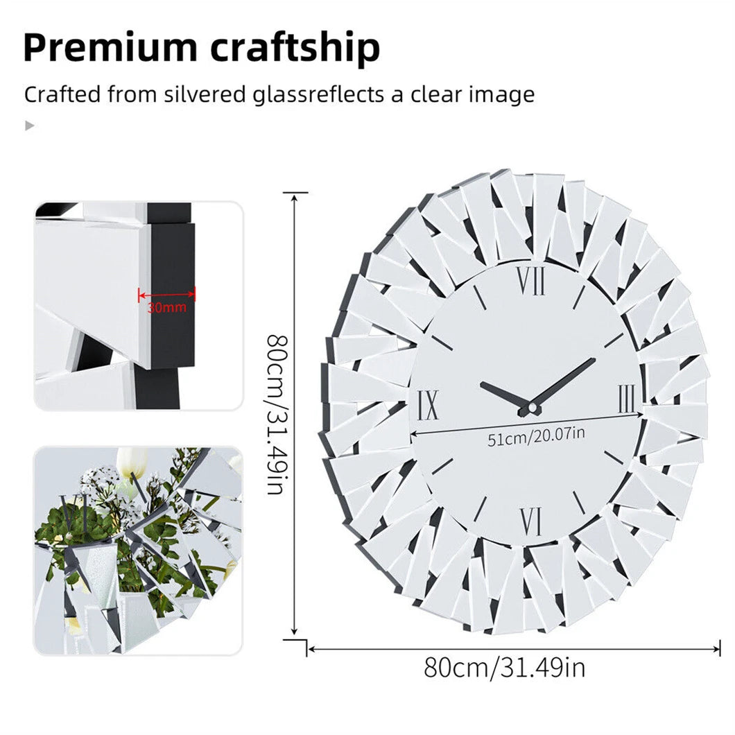 Big Boss Home And Garden 3D Mirrored Sunburst Wall Clock
