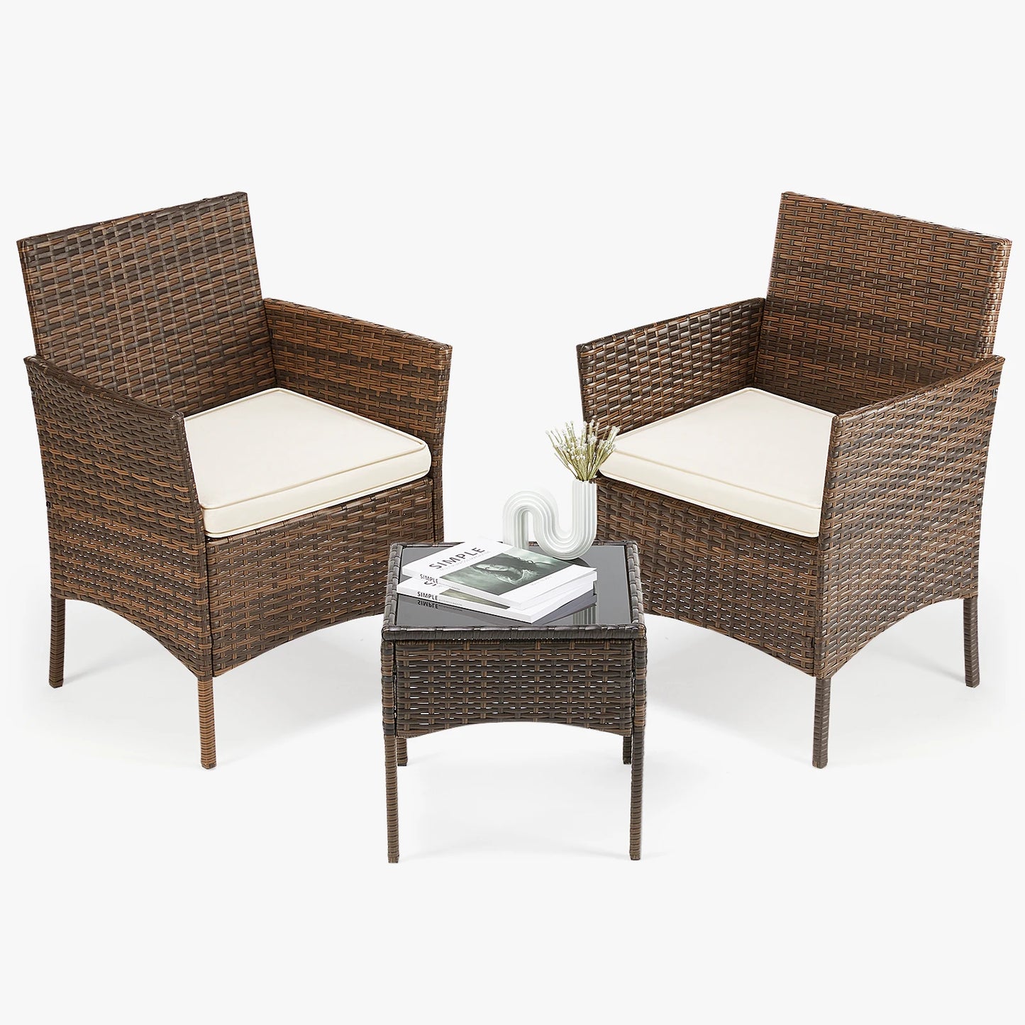 JHK Outdoor Patio Furniture Set With Cushioned Table