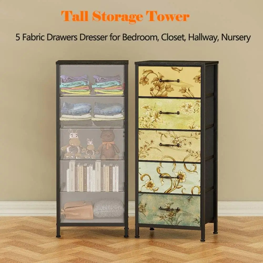 Vertical Dresser For Bedroom Tall Skinny Tower With Fabric Drawers For Living Room Dorm Entryway