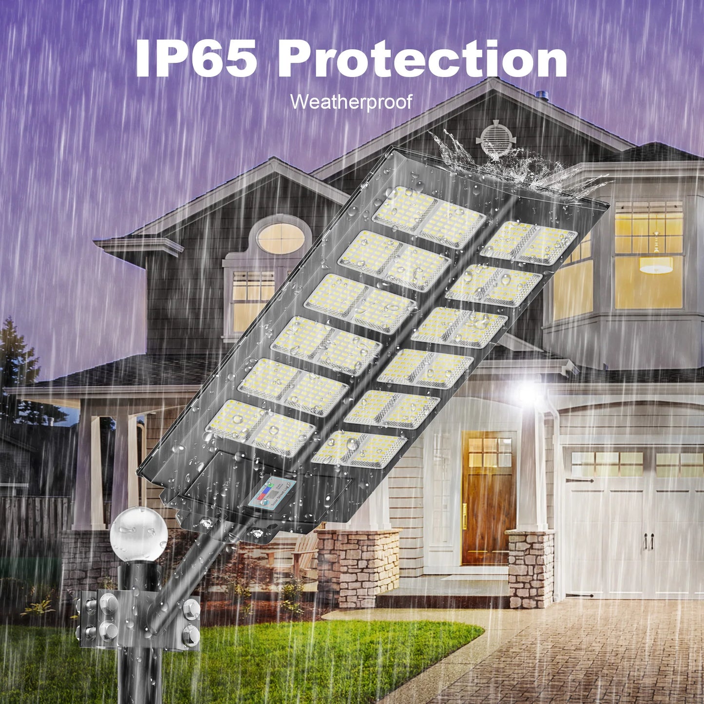 2-Pack 5000W Solar Street Lights With Motion Sensor Remote Control