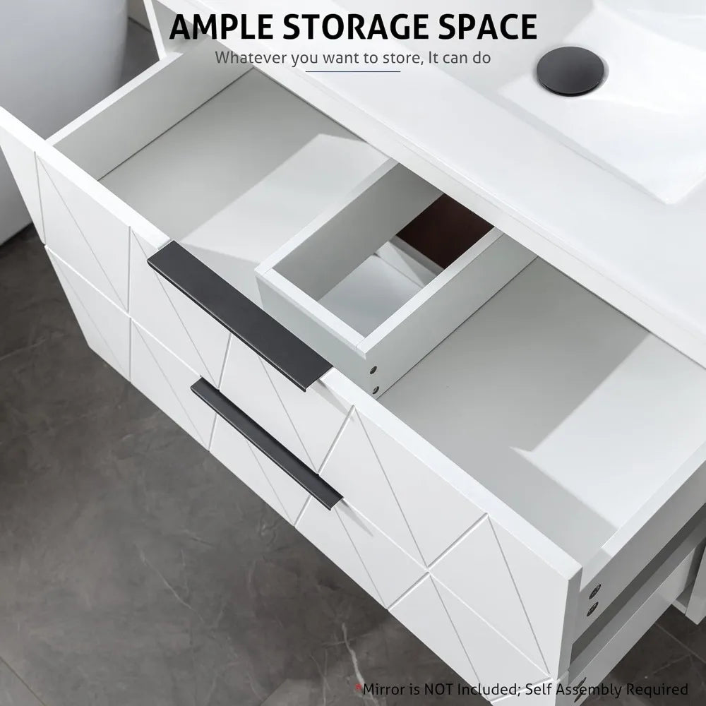 DAFIFY Wall Mounted Vanity Cabinet With Sink And Soft Close