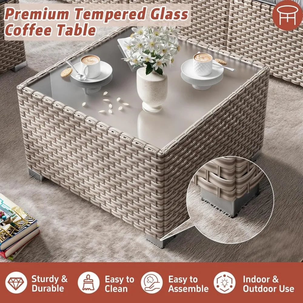 Hign-concerned 13 Piece Outdoor Patio Wicker Furniture Set