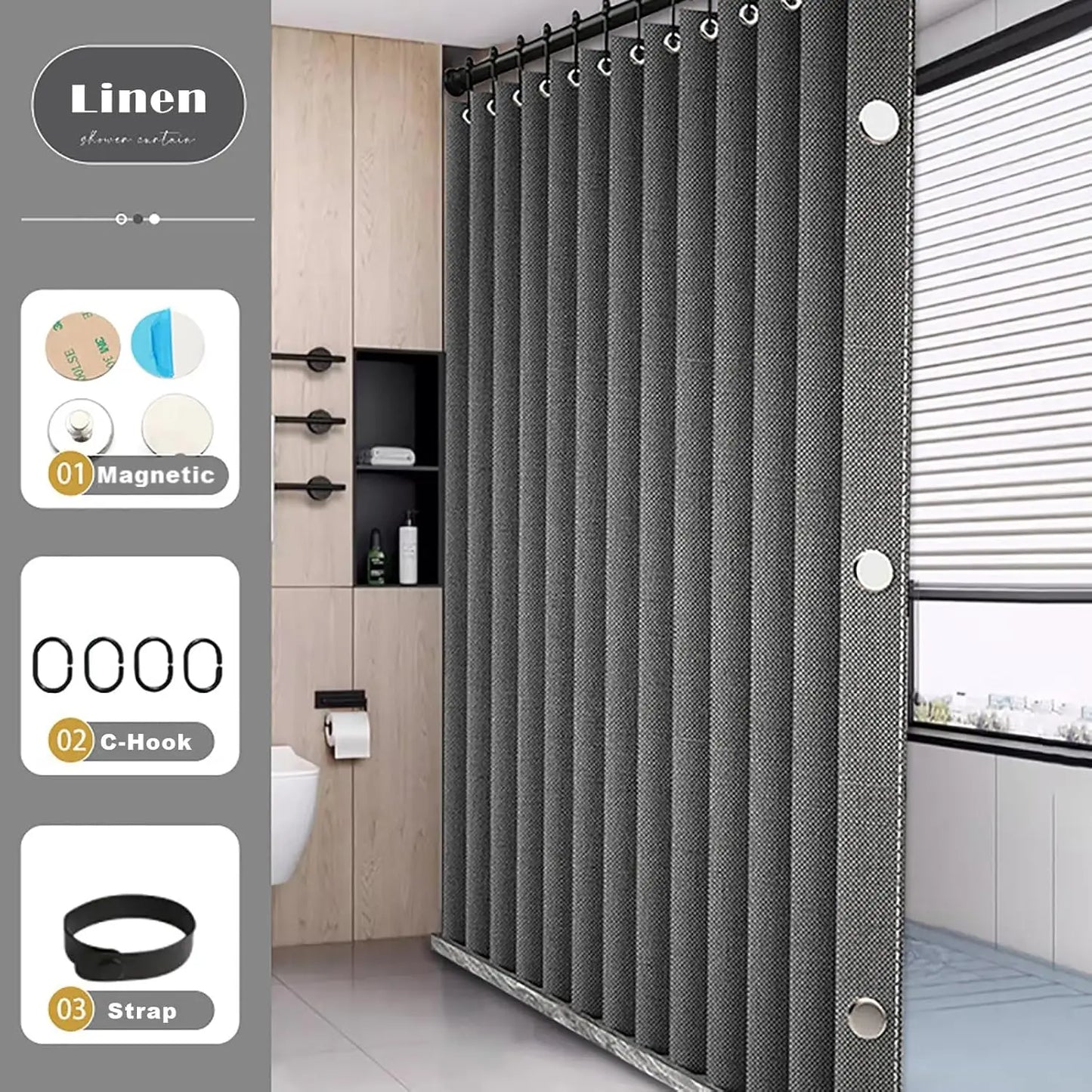 Craft Of Weaving Waterproof Linen Shower Curtain Magnets