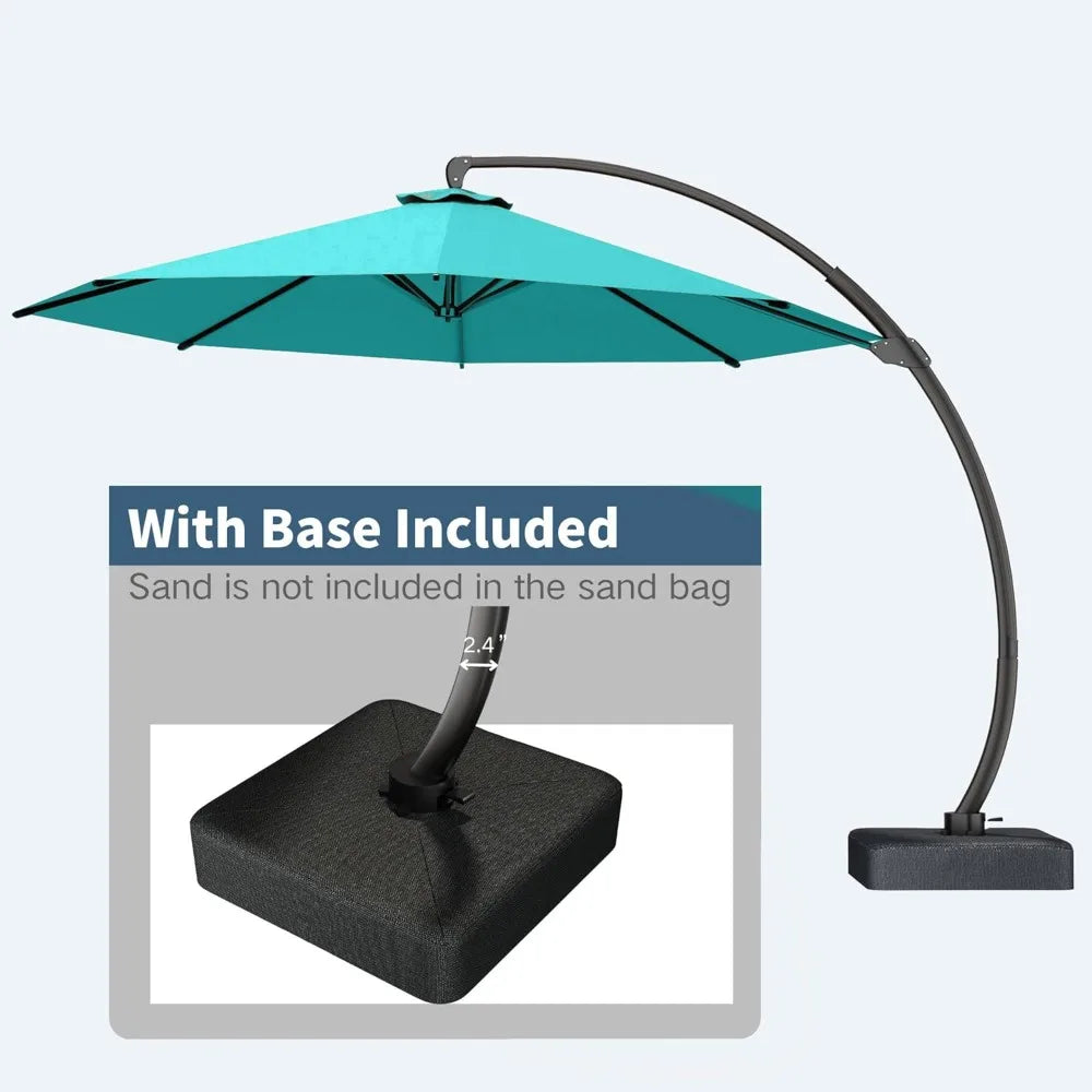 Cantilever Umbrella With Base Heavy Duty 360 Degree Rotating Stand