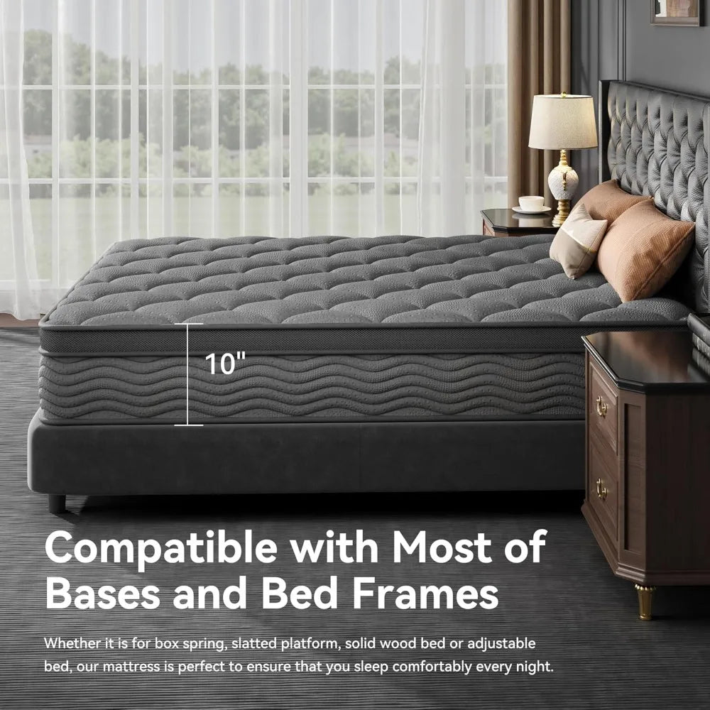 ZHUXIANG Hybrid Mattress Gel Memory Foam Pocket Coils Breathable Medium Firm