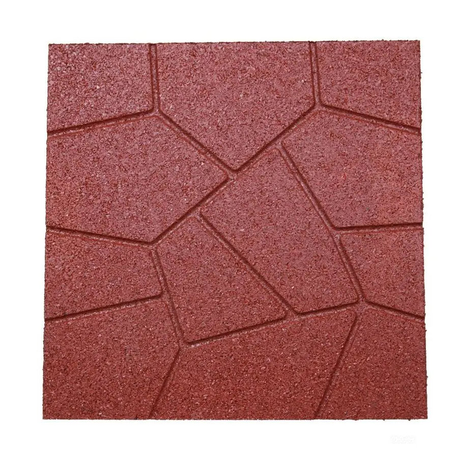 DualSide Garden Rubber Paver 16x16 for Patio Paver, Step Stone and Walk Way, Safety Rubber Tile Red 6 PCS per Pack