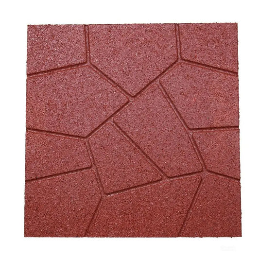 DualSide Garden Rubber Paver 16x16 for Patio Paver, Step Stone and Walk Way, Safety Rubber Tile Red 6 PCS per Pack