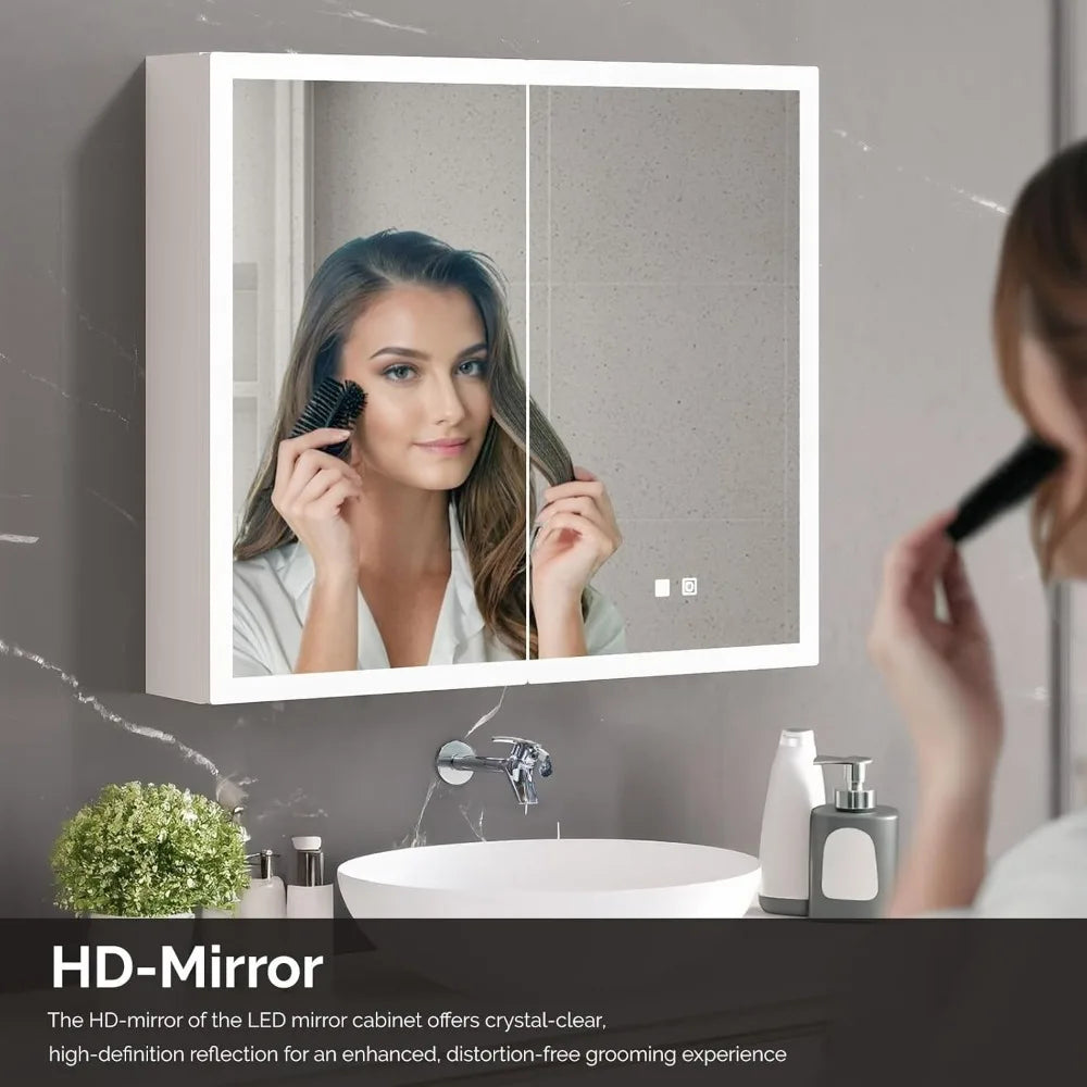 Wall Mounted LED Lighted Medicine Cabinet With Mirror