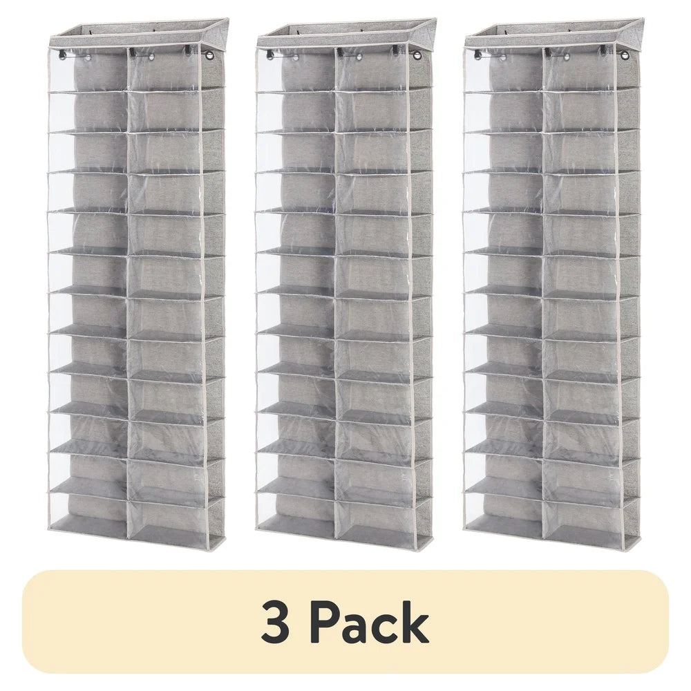24-Shelf Over Door Closet Shoe Organizer Durable Polyester Hanging Storage Shoes Accessories Easy Identification Perfect Bedroom
