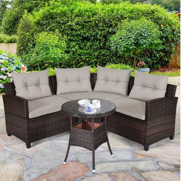 Tozey Outdoor Patio Sofa Sectional Set Weatherproof PE Rattan