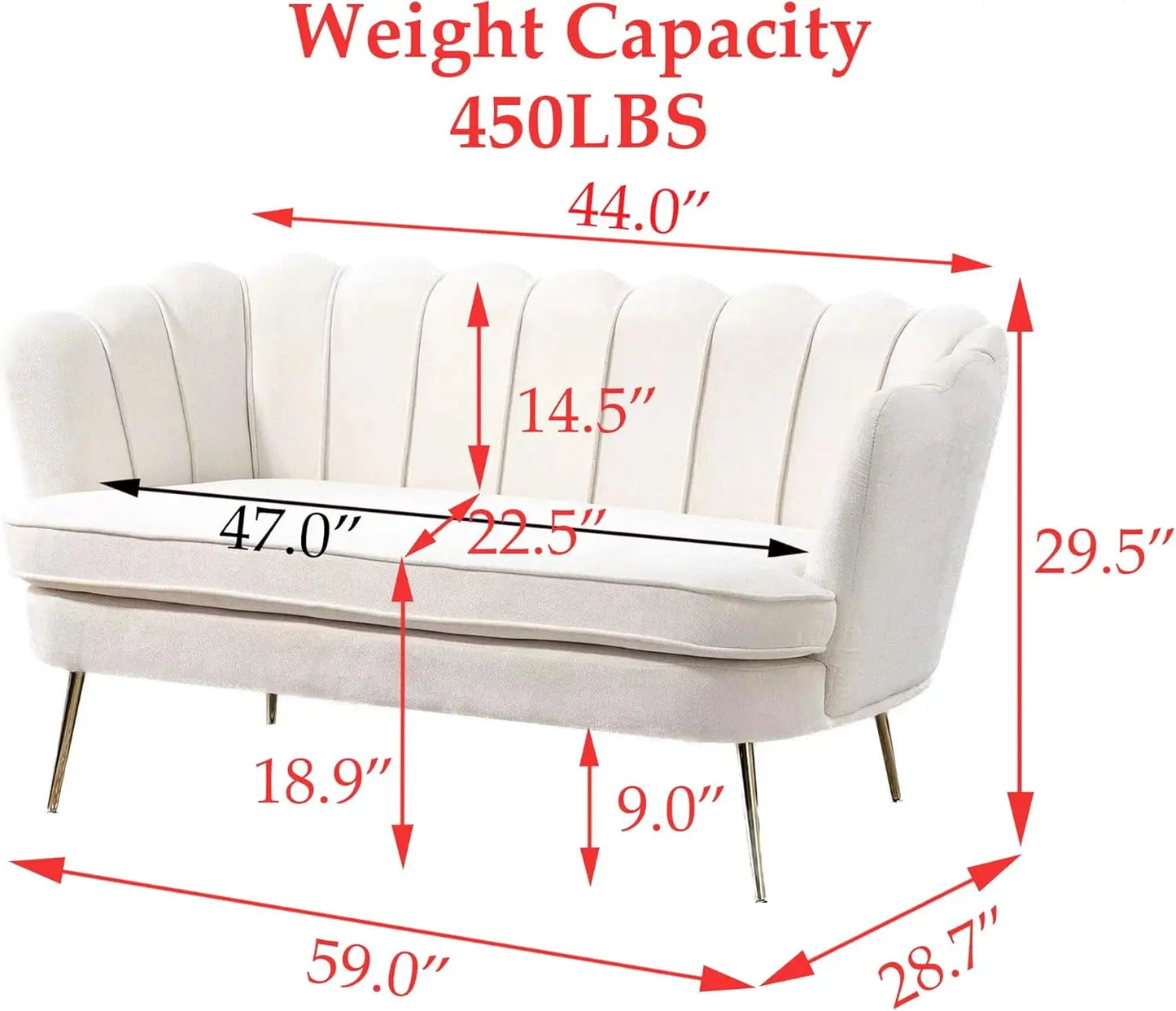 Big Boss Home and Garden Modern Chenille Loveseat Sofa