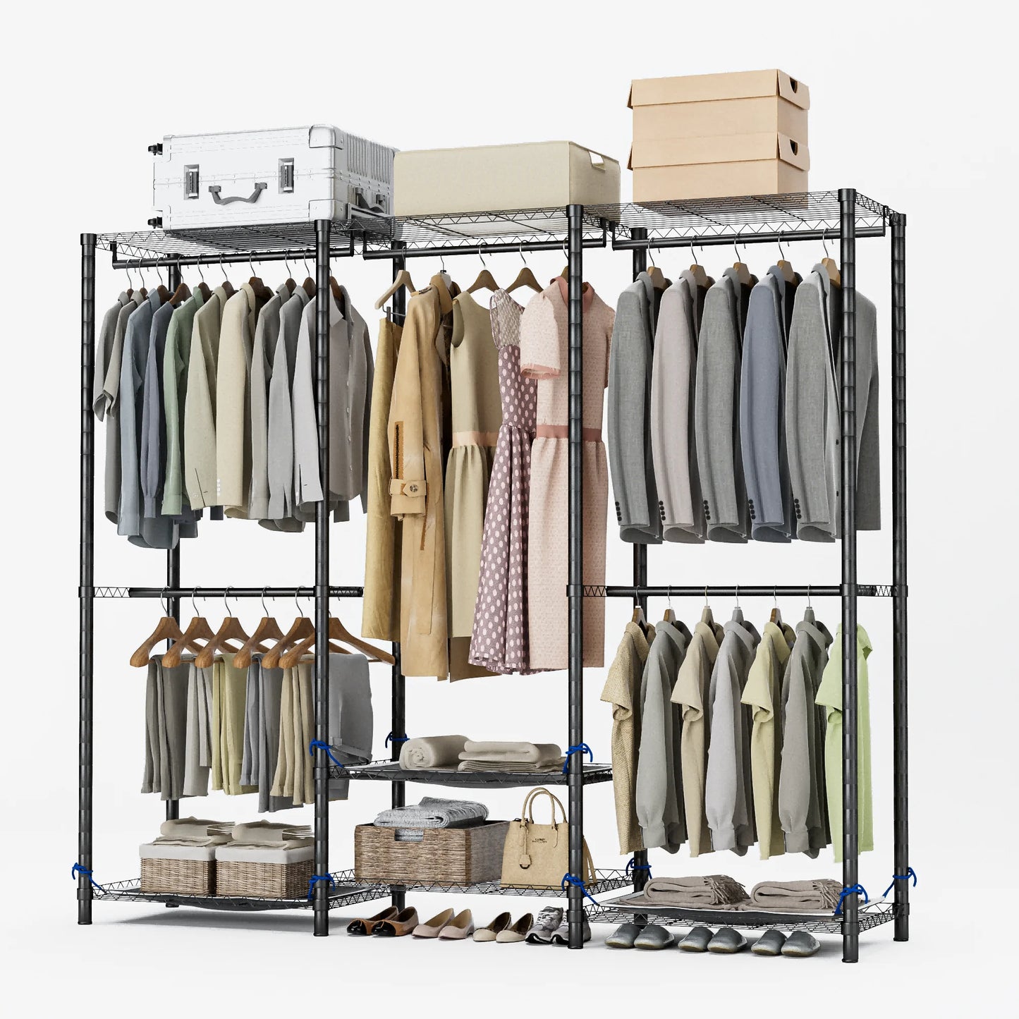 Heavy Duty Metal Clothes Rack Storage Organizer Freestanding Wardrobe 960 Lb