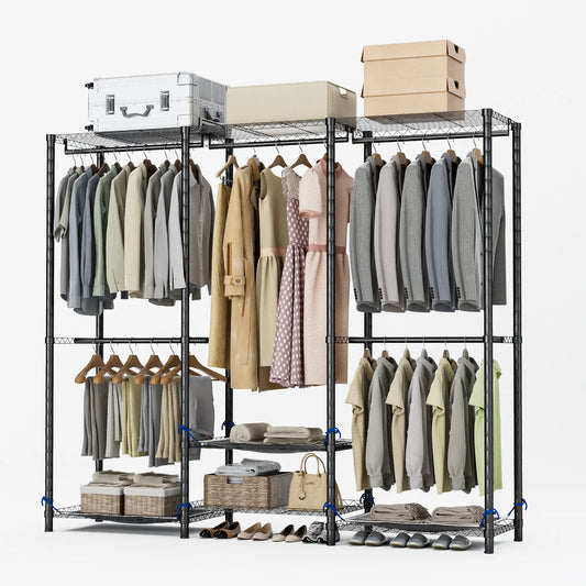 Heavy Duty Metal Clothes Rack Storage Organizer Freestanding Wardrobe 960 Lb