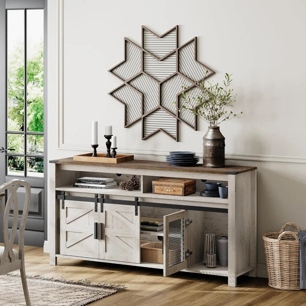 MKDK Farmhouse Buffet Cabinet Rustic Sideboard Barn Doors