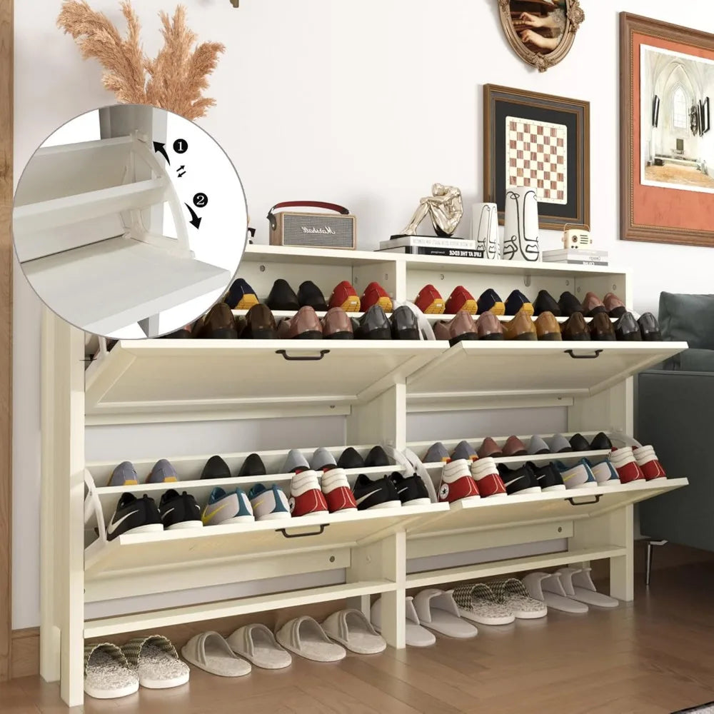 Freestanding Shoe Cabinet With Four Drawers Engineered Wood