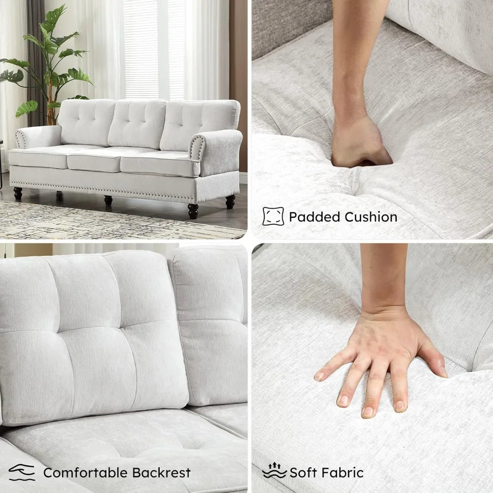 Mid Century Rivet Design Loveseat Sofa With Wooden Feet