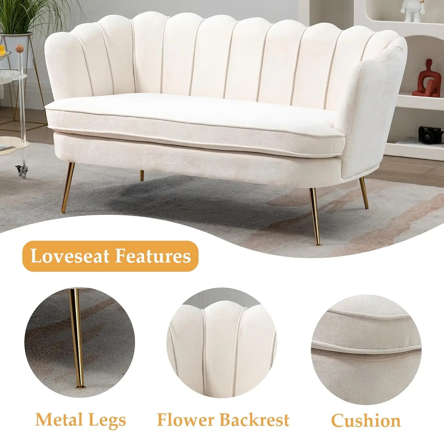 Big Boss Home and Garden Modern Chenille Loveseat Sofa