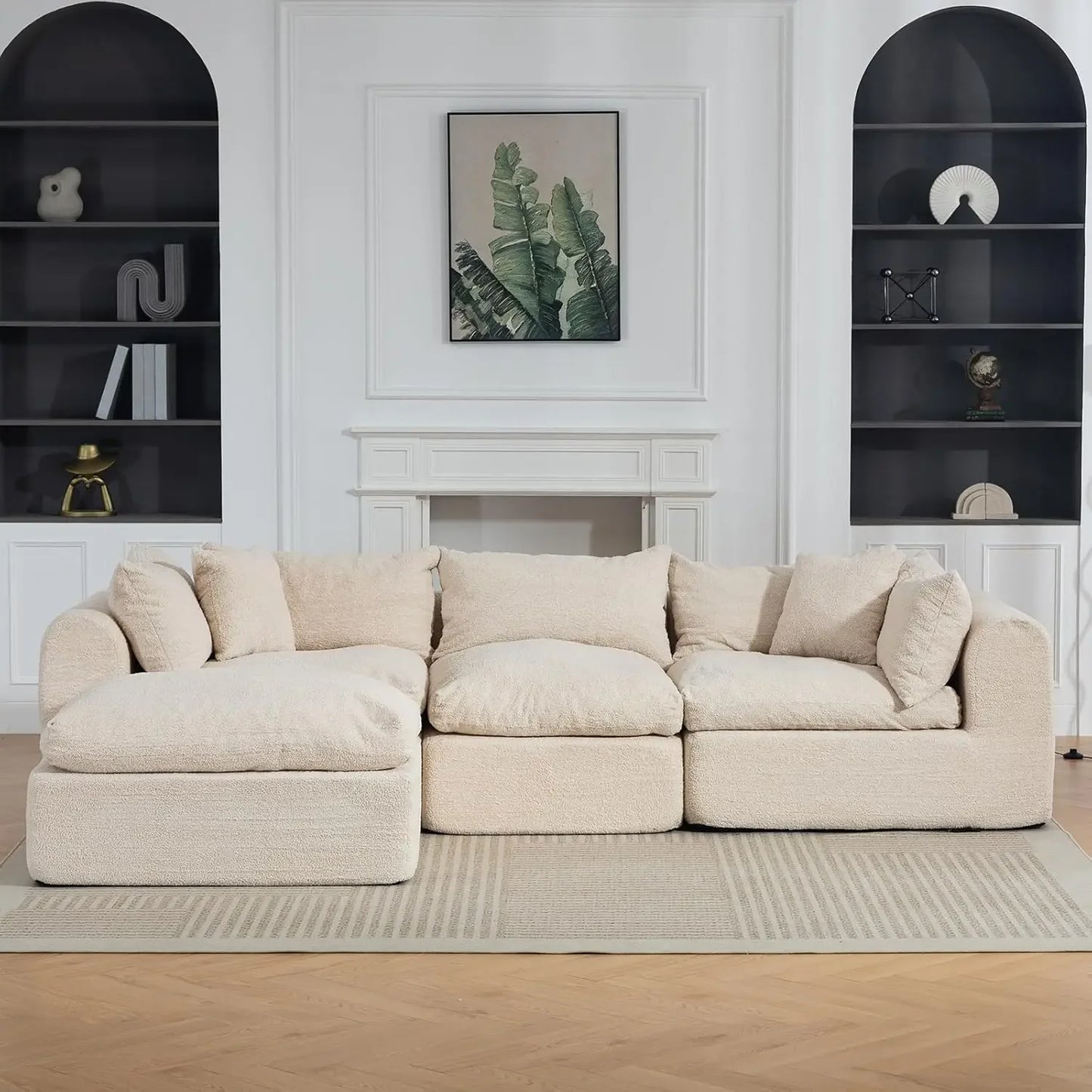 GUANGBAI Cloud Boneless Sofa Couch Deep Seat Modular Sectional Ottoman