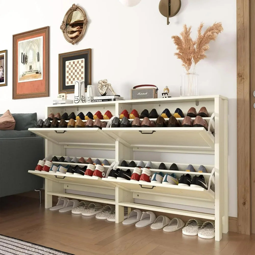 Freestanding Shoe Cabinet With Four Drawers Engineered Wood