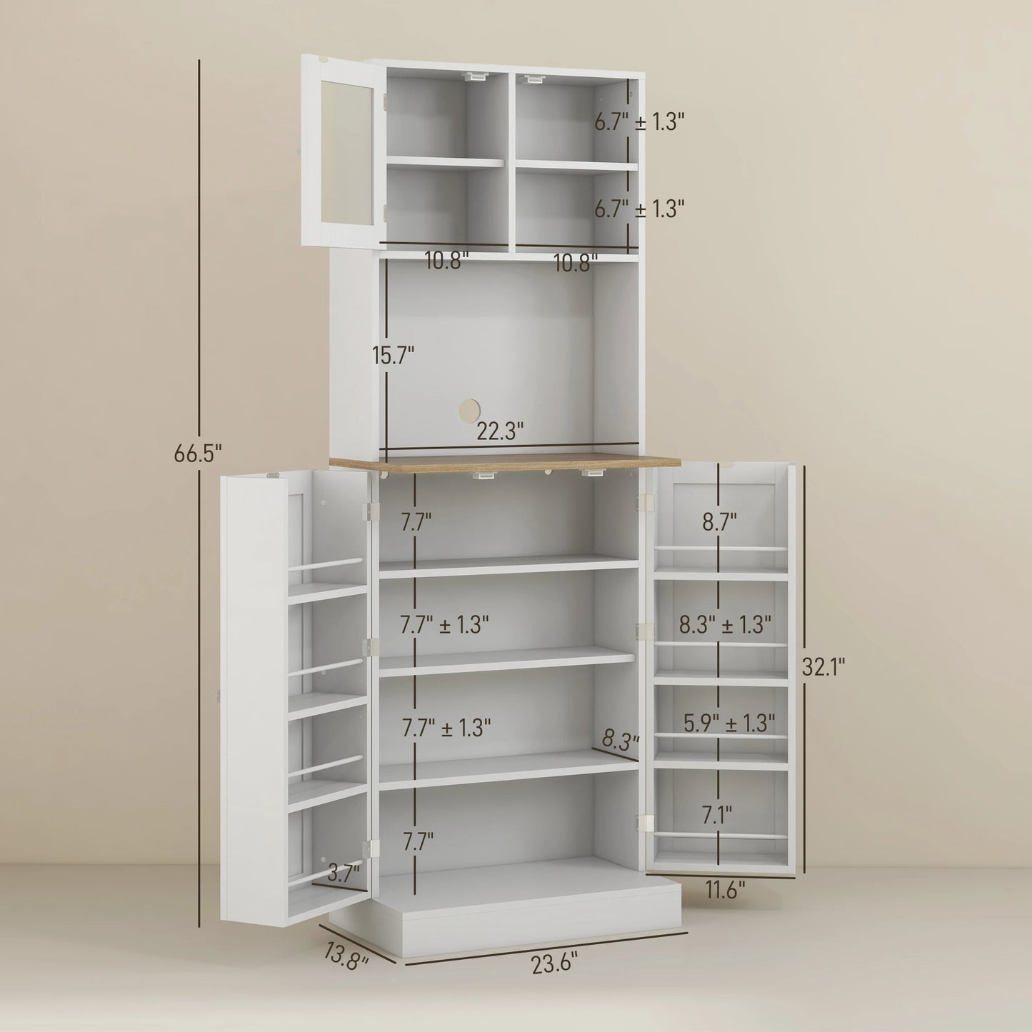 HOMCOM Kitchen Pantry Cabinet With Microwave Stand