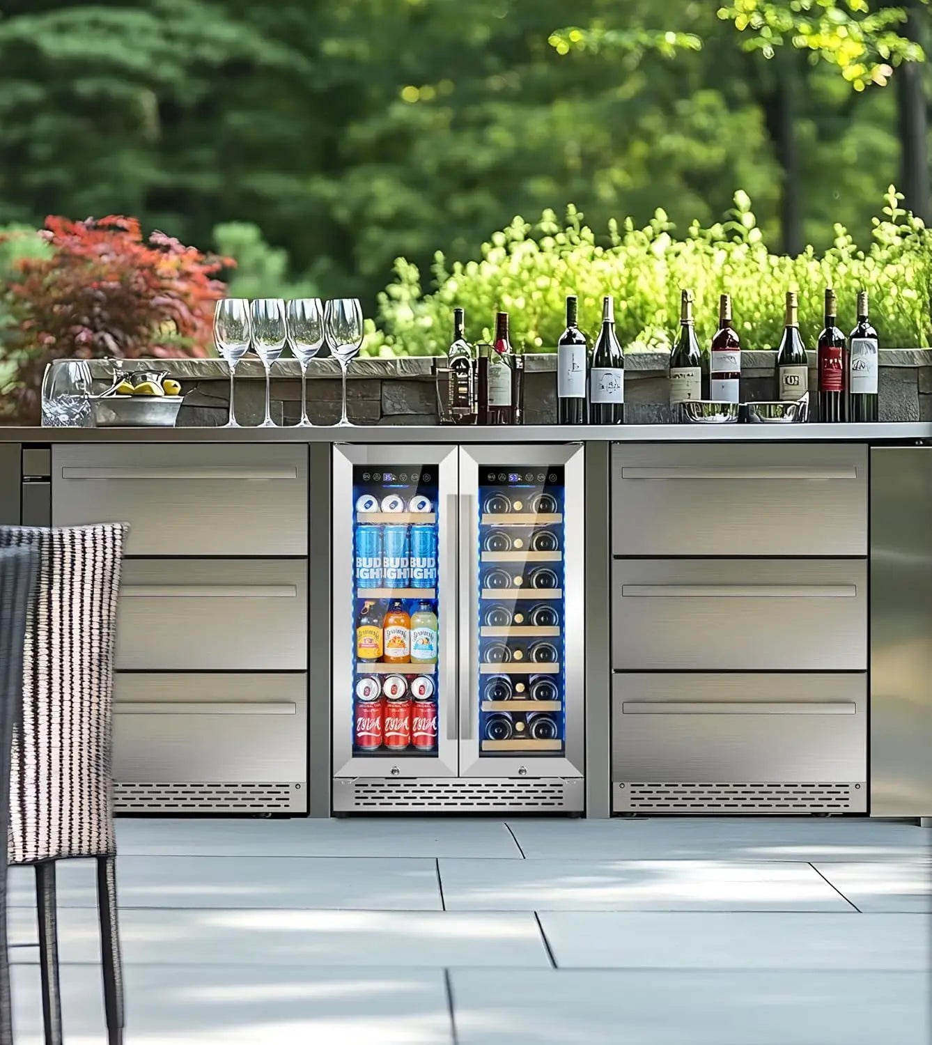 XMSJ 3 Drawer Outdoor Beverage Refrigerator 108 Can Cooler