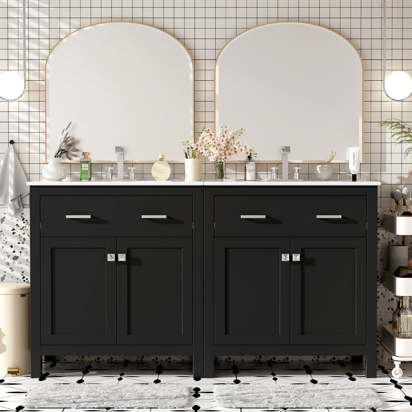 Sh.Kl Modern Double Vanity Set With Ceramic Sinks Included