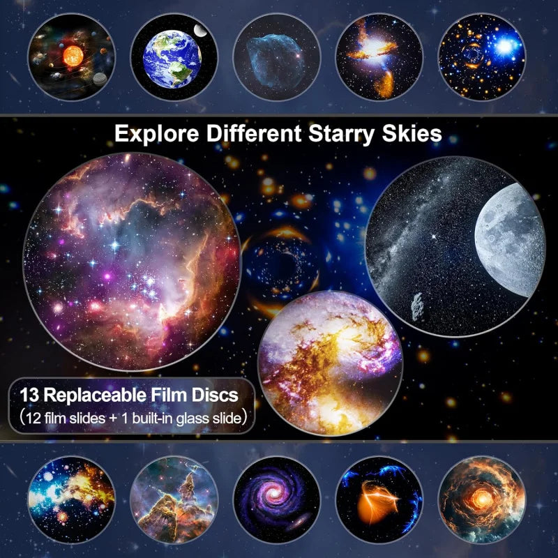 13-in-1 HD Galaxy Projector with Timer 360 °   Rotation Milky Way Night Light for Bedroom Ceiling Decor Space Gift