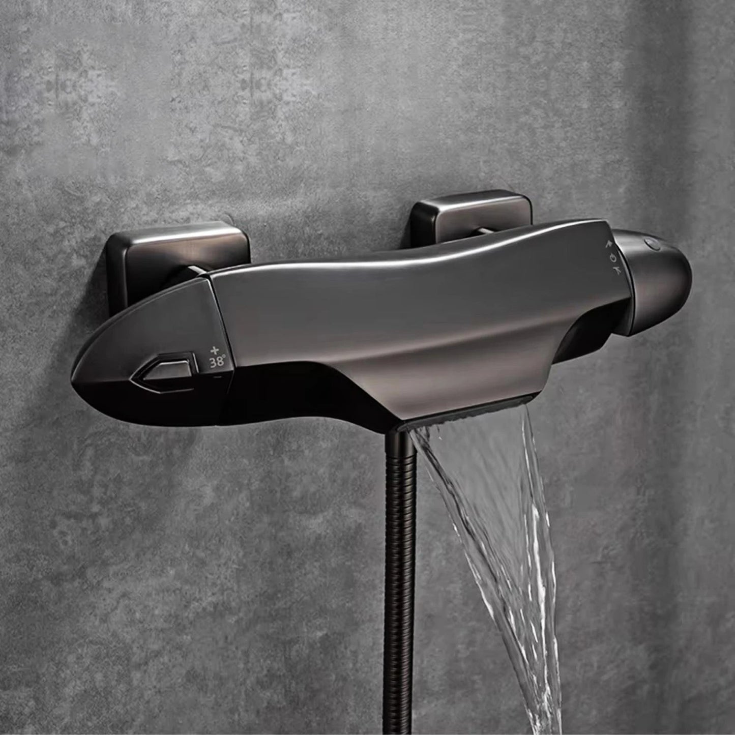 Luxury brass Gold bathroom faucet with simple constant temperature design Dual control of Hot & Cold 2 function bathtub Mixer