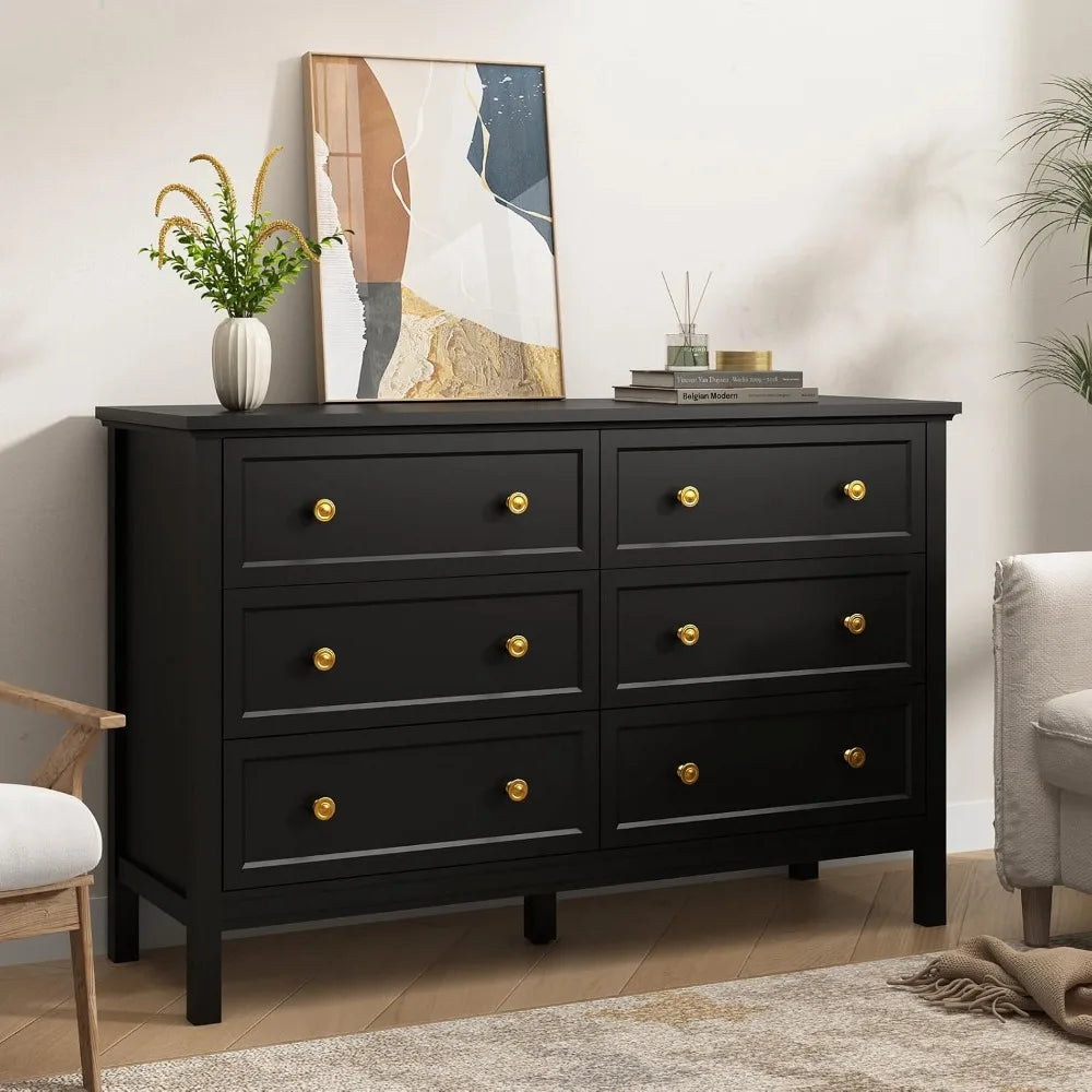 Aplus 6-Drawer Wood Dresser for Bedroom