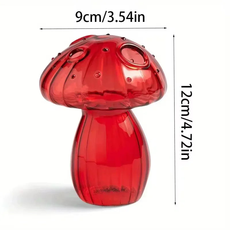 Function Transparent Glass Mushroom Vase for Hydroponics and Aromatherapy