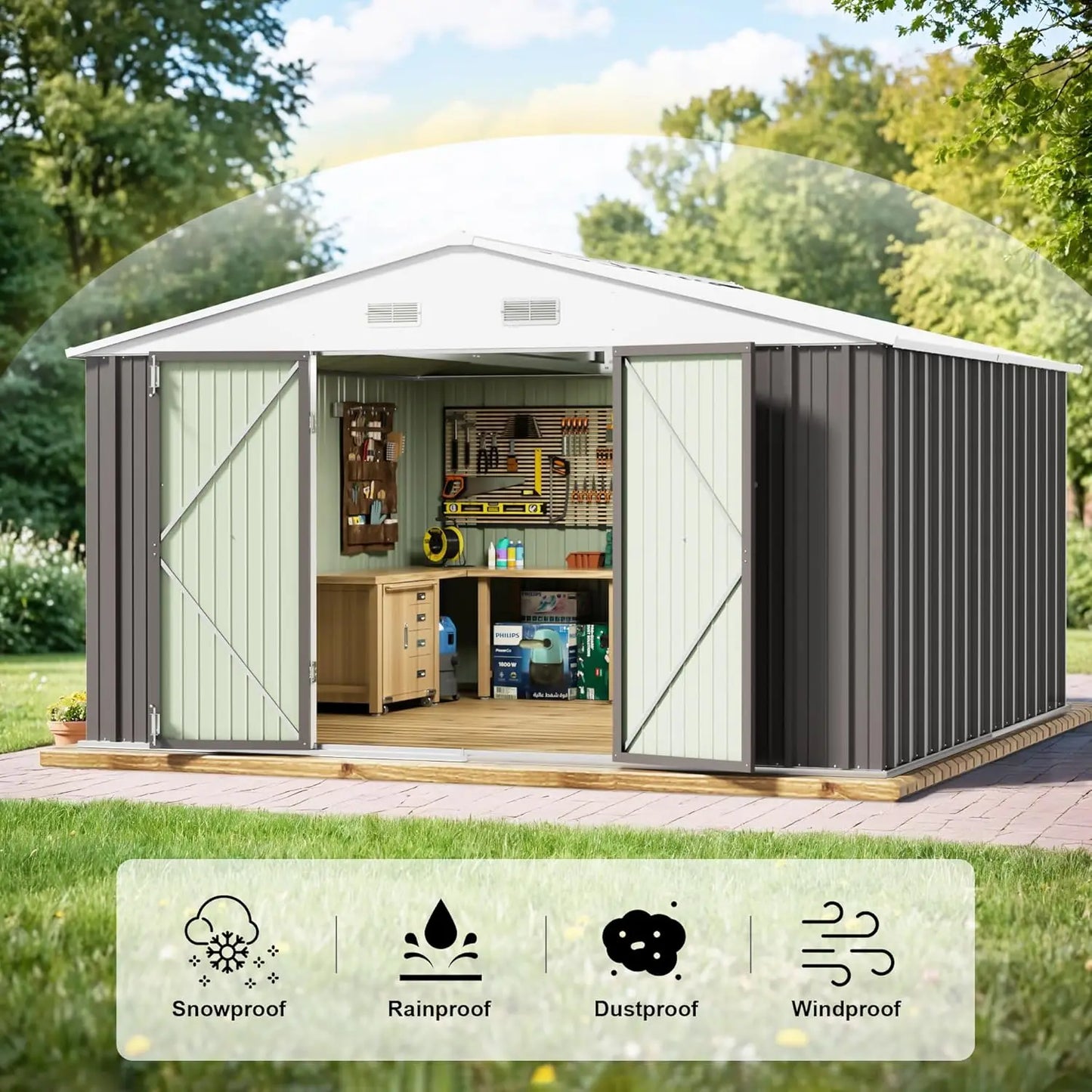 Alloy Steel Outdoor Storage Shed for Backyard and Garden Tools